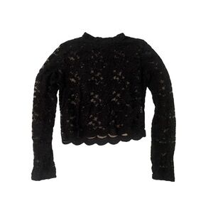 Lacy cropped black long sleeve shirt | Rue21